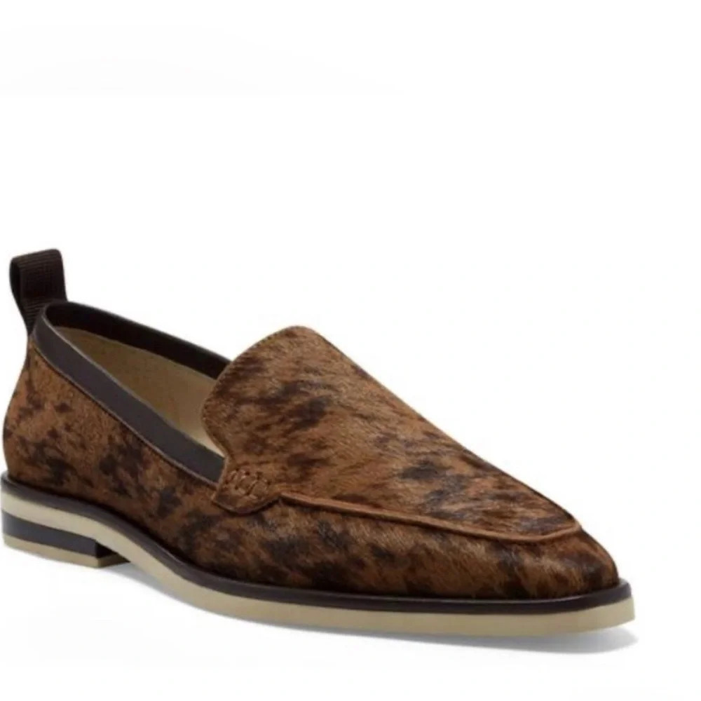 Louise et Cie Brown Calf Hair Pointed-Toe Loafers
